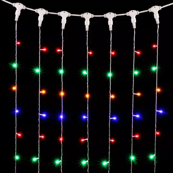 Светодиодный занавес 2*3 м., 600 разноцветных LED ламп, прозрачный провод ПВХ, LTC (PCL602-10-2M)