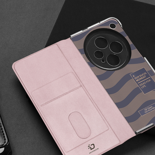 Чехол розового цвета с премиальной искусственной кожи от Dux Ducis для OnePlus Open и OPPO Find N3, серия Bril Series Case