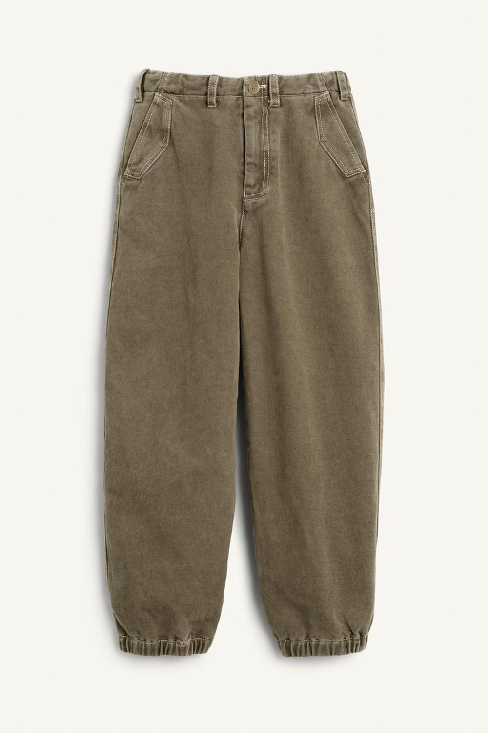 ZARA БРЮКИ-ДЖОГГЕРЫ, СЕРО-КОРИЧНЕВЫЙ