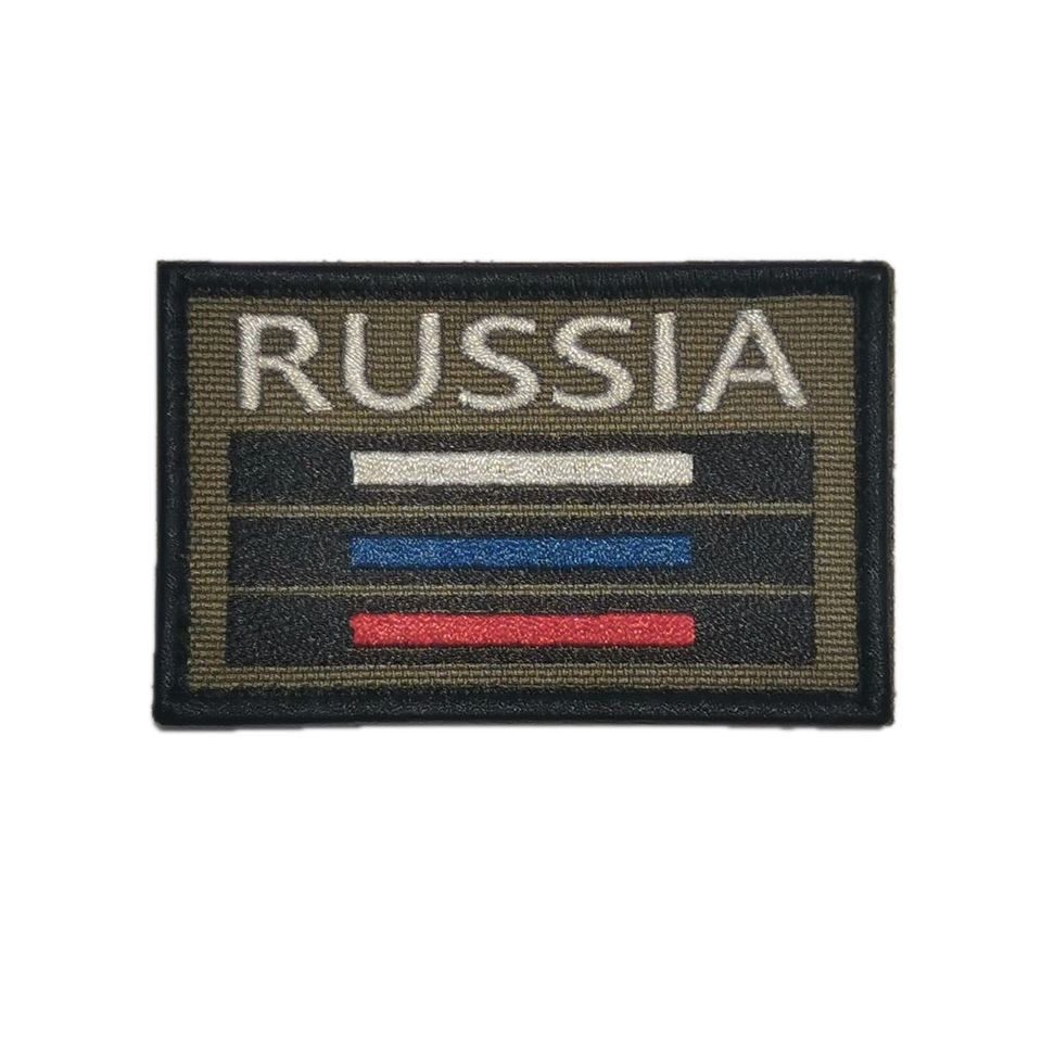 Патч Флаг RUSSIA полевой олива