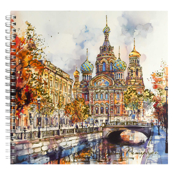 Альбом для рисования (Скетчпад) 40 л, арт. 71673 ХРАМ (195x195 мм), блок - белый офсет 100 г/м², обложка - полноцветная печать, тиснение фольгой, гребень по длинной стороне/