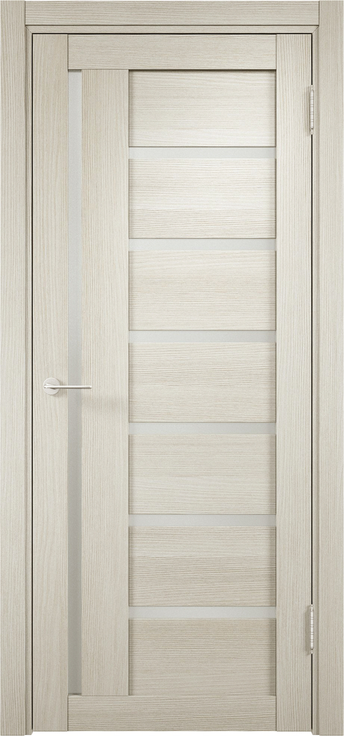 Межкомнатная дверь ЭКО 02 / Цвет Беленый дуб мелинга / Остекление "Сатинато" / Двери Верда