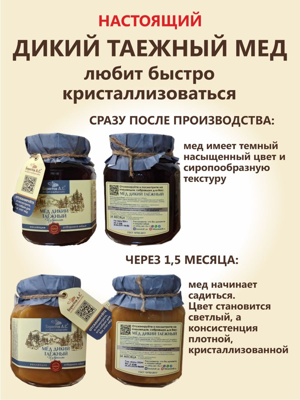 Мёд с маточным молочком натуральный Берестов 500 г стеклянная банка, мед в подарок на новый год