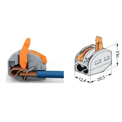 Клемма Vacco PCT-212, 2 контакта, тип WAGO (Ваго), 100 штук в упаковке