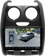 Магнитола для Renault Duster 1 2015-2020, Lada Largus 2021+ (мультируль/джойстик, рамка большая матовая) - Teyes CC3-2K-360 монитор 9.5" 2K QLED на Android 10, 6+128Гб, CarPlay, 4G SIM-слот, 4 камеры в комплекте