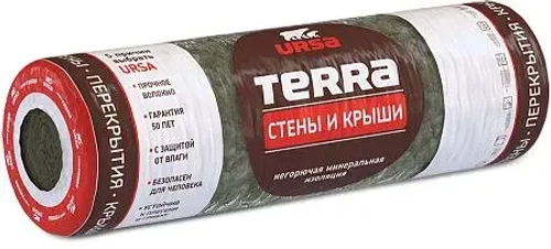 Утеплитель рулонный URSA Terra Стены и крыши 4000/1220/150 мм, для утепления мансард, стен, скатных крыш 3 рулона 14,64 м2