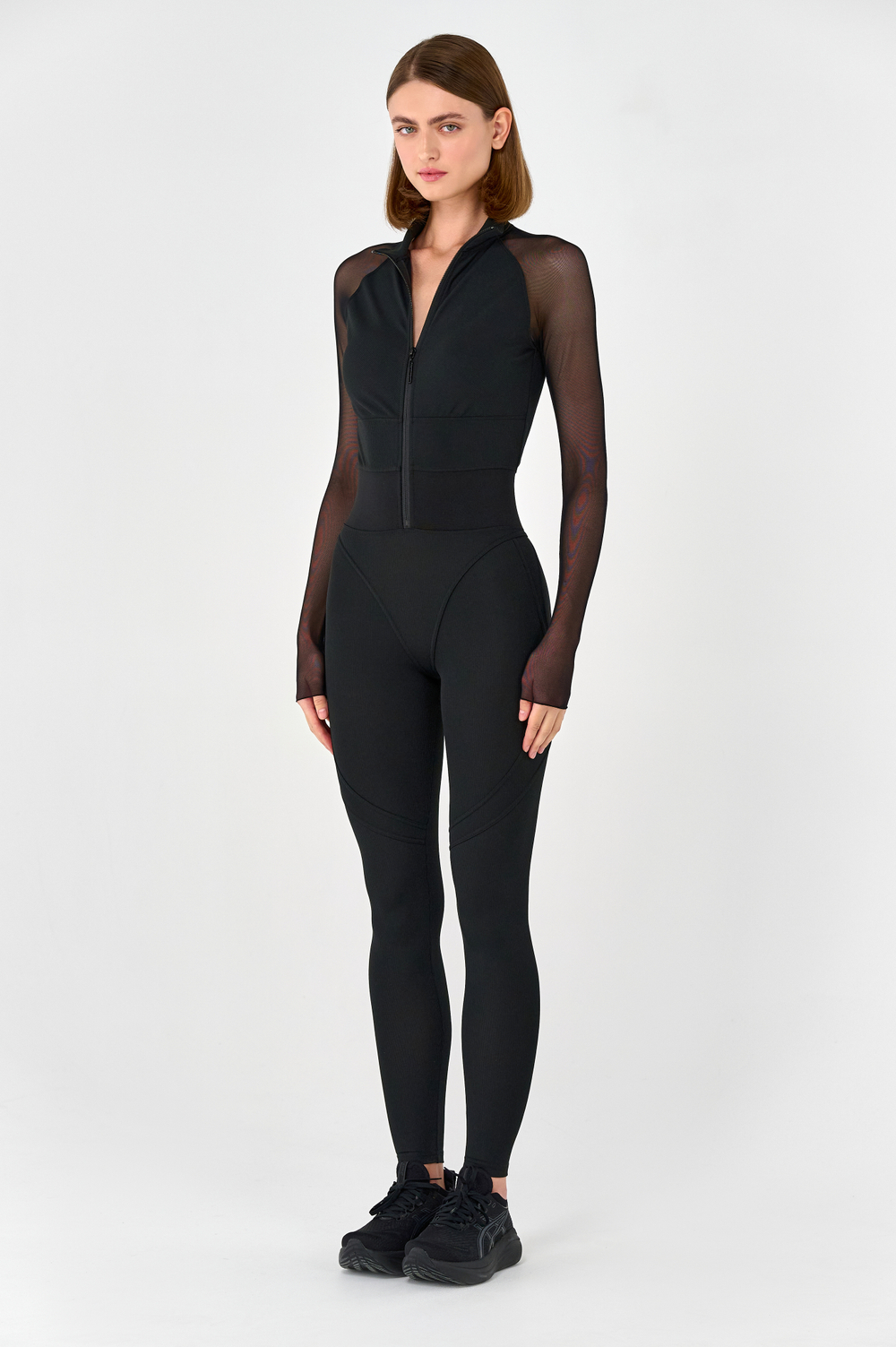 Комбинезон с поддержкой 10 см легинсами и длинными рукавами из сетки