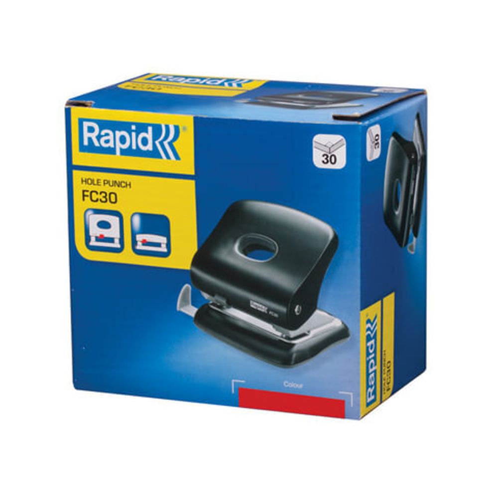 Дырокол RAPID (Швеция) "FC30", до 30 листов, красный, 23639403