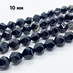 Бусины Халцедон черный крупной огранки, размер около 10,3 мм, цена за 9 шт (1/4 нити)