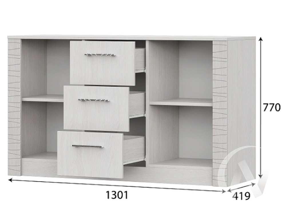 Комод 3 ящика 2-х створчатый Серия 4 МС Гамма 20