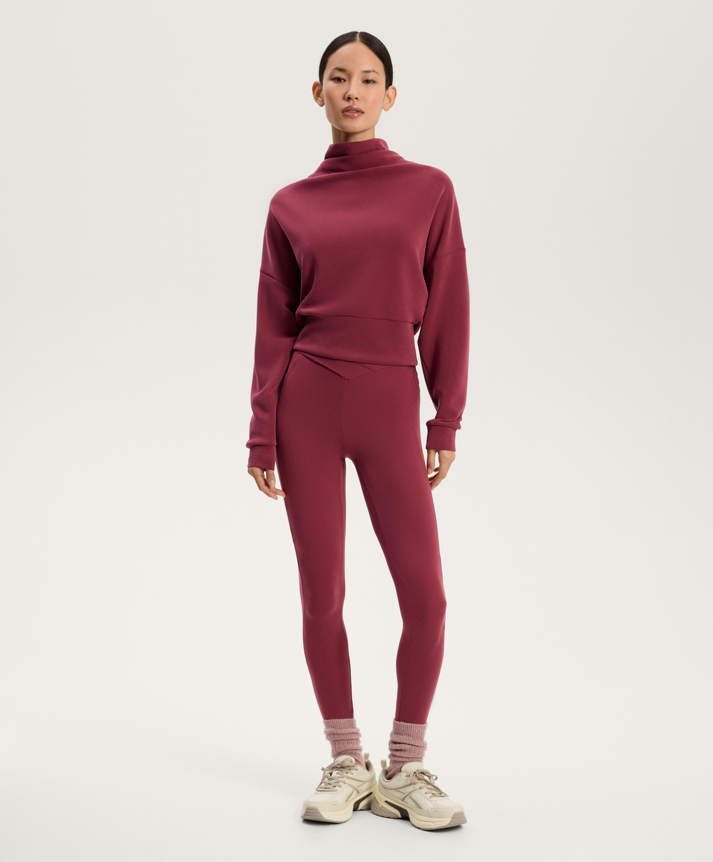 Oysho Толстовка с воротником-стойкой из мягкого модала, сливовый