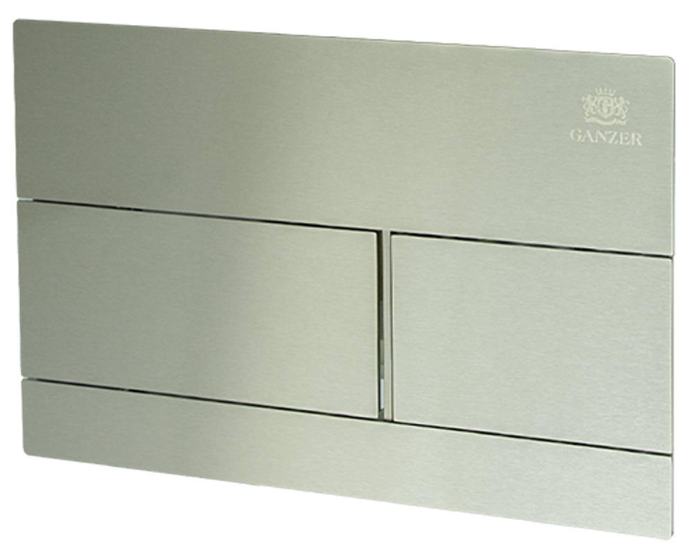 Кнопка НЕРЖ для инсталляции  с КВАД клав. (САТИН)  GANZER  (24/1шт)