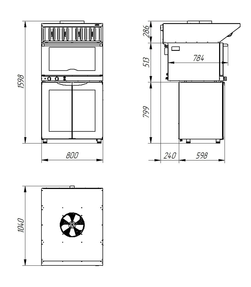 21000080802 Абат Зонт вытяжной встраиваемый ЗВВ-4-6/4 для конвекционных печей типа КЭП-4 (800х1040х286 мм)