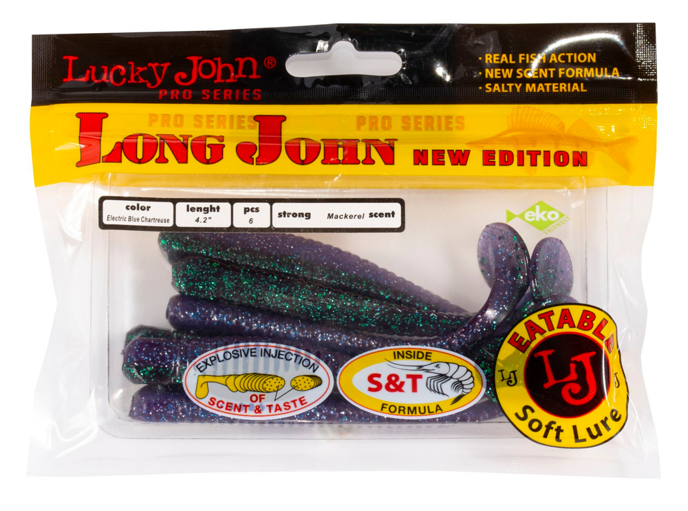 Виброхвосты съедобные LJ Pro Series LONG JOHN 4.2in (10.70)/T52 6шт.