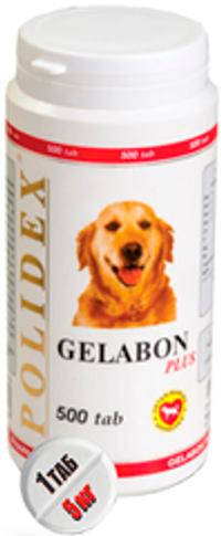 Polidex Gelabon plus витамины для профилактики и лечения заболеваний опорно-двигательного аппарата для собак, 500 таб.