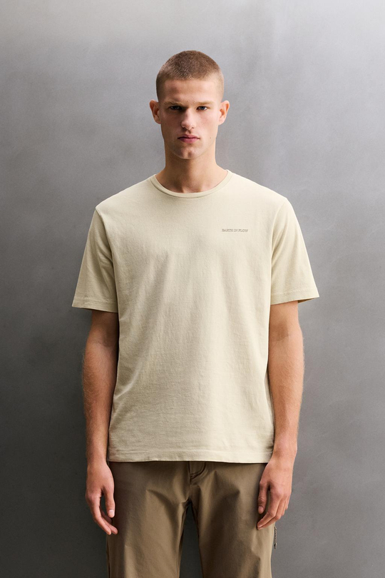 ZARA ФУТБОЛКА REGULAR FIT С ПРИНТОМ, ЖЕЛТОВАТО-БЕЛЫЙ
