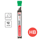 Грифели запасные 0,7 мм, HB, BRAUBERG, КОМПЛЕКТ 12 штук, Hi-Polymer, 180446
