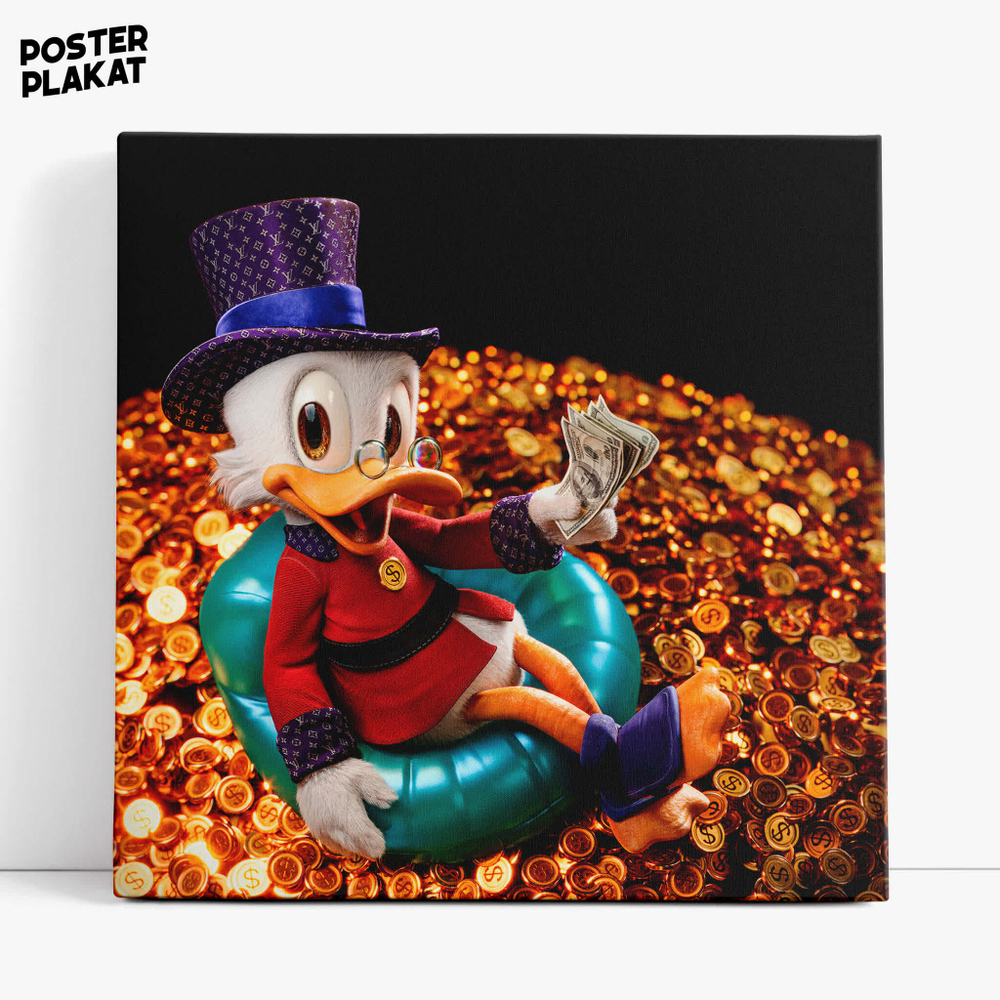 Картина для интерьера Скрудж Макдак / Scrooge McDuck на холсте, персонаж мультфильма Дисней, холст с печатью на подрамнике, на стену, Постер Плакат