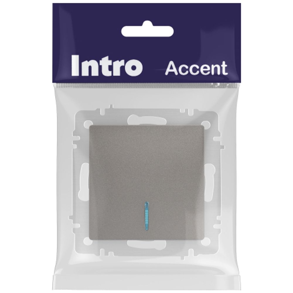 Выключатель Intro Accent 6-102-09 с подсветкой, 10А-250В, IP20, СУ, AL/CU, титан
