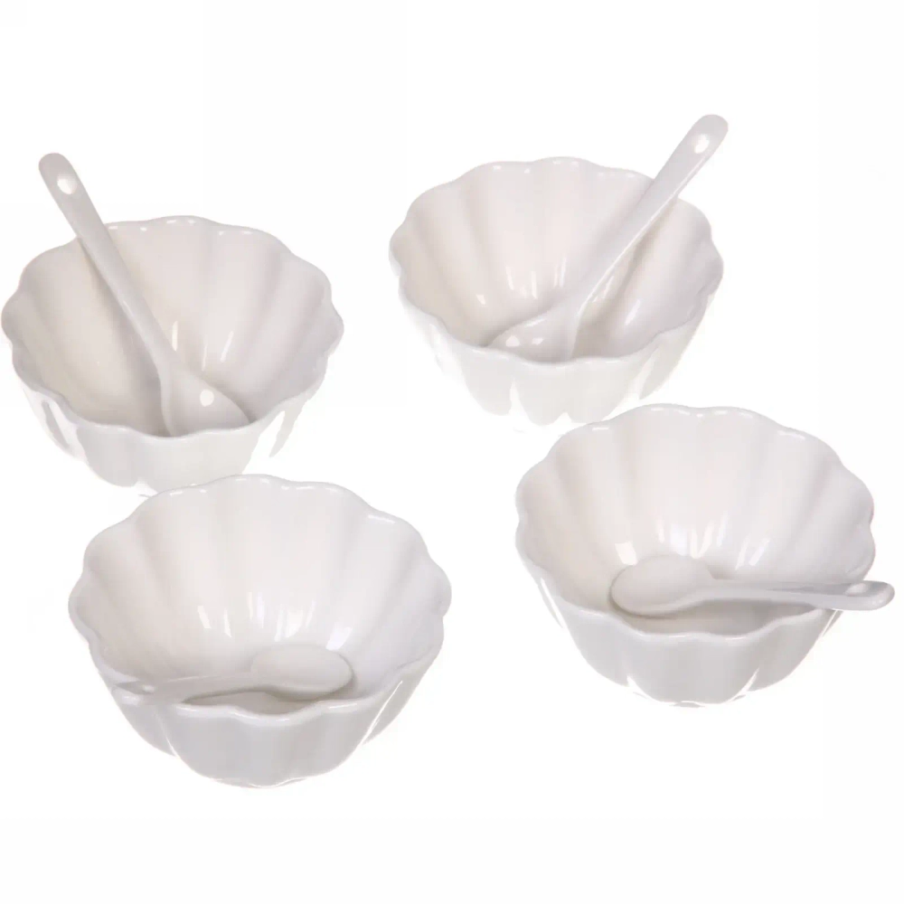 Набор соусников «White magic» 4шт с ложками «Цветок»