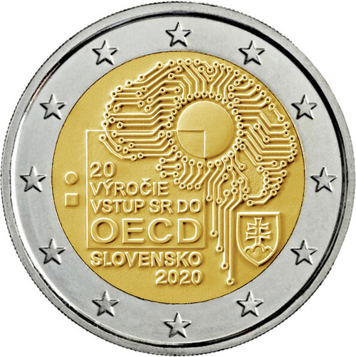 2 евро  Словакия - 20-я годовщина вступления Словакии в ОЭСР 2020 год