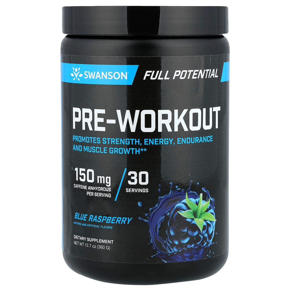 Swanson Vitamins, Full Potential, предтренировочный комплекс, с голубой малиной, 360 г (12,7 унции)