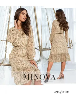 Платье 3111-бежевый-цветок Minova