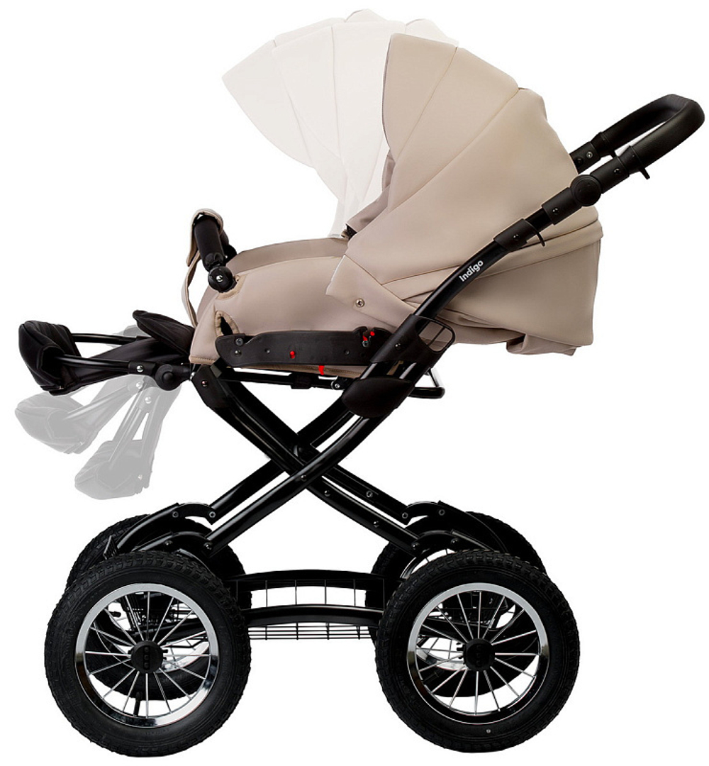 Детская коляска Indigo Barbara Eco Classic 3 в 1 с автокреслом Avionaut Cosmo Be02 св.бежевая кожа