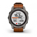 Умные часы Garmin FENIX 7 PRO Sapphire Solar 47мм титановый серый с коричневым кожаным ремешком