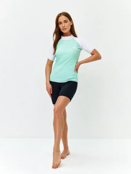 Футболка рашгард Sargan Агидель UPF 50+ женская св.мятный/белый