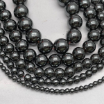 гшг338-ч Гематит гладкий шар 3мм, черный, 38 см