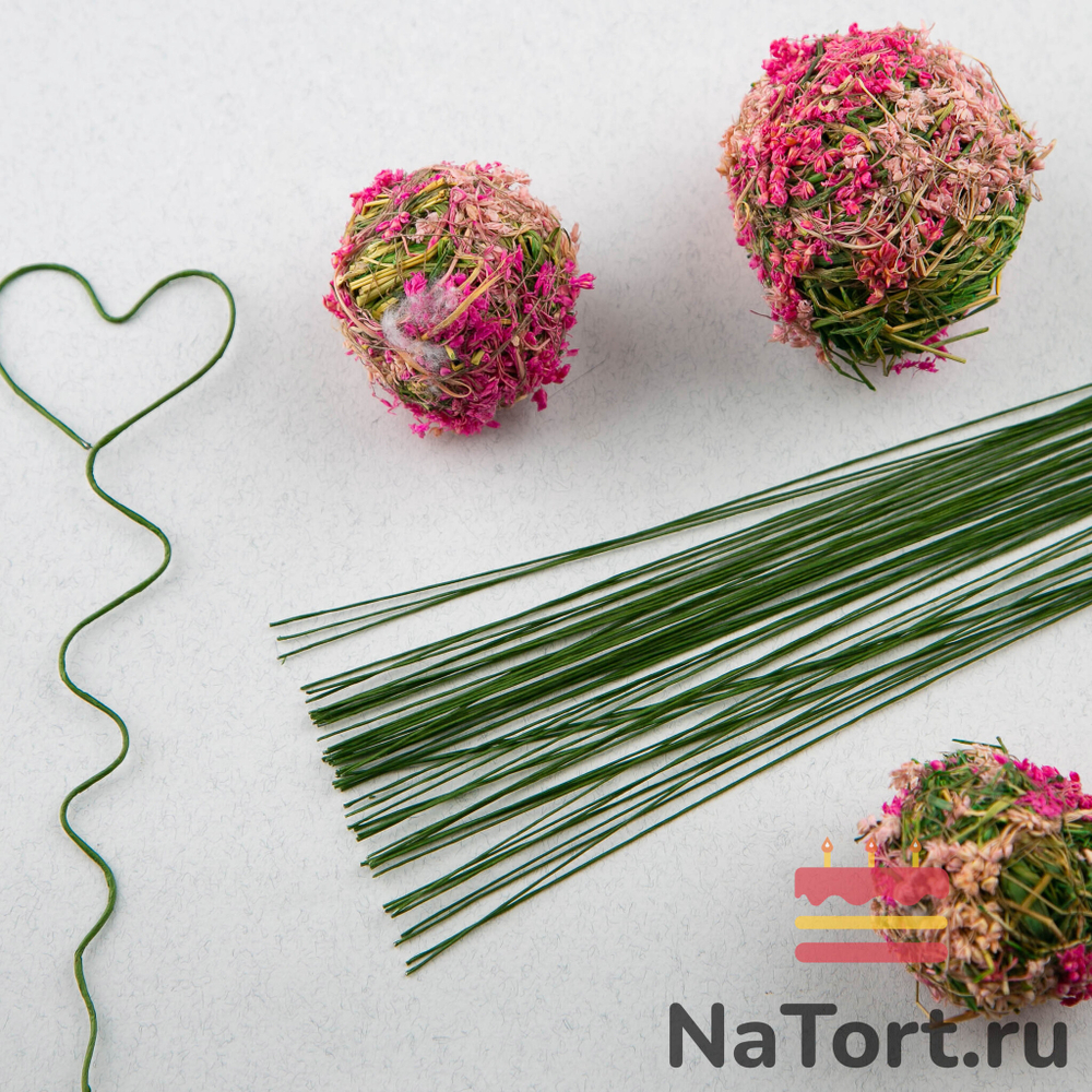 Флористическая проволока зеленая №26 (36 см, 50 шт)