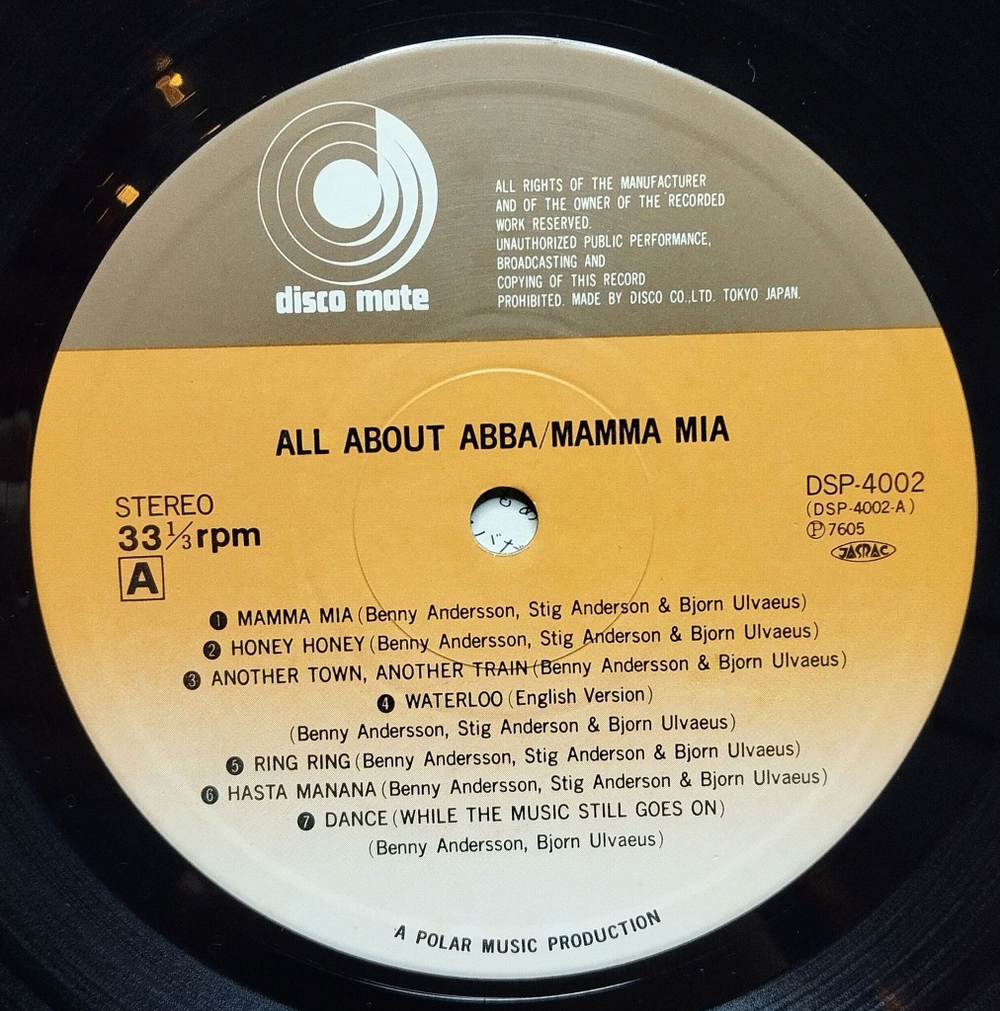 Винтажная виниловая пластинка LP ABBA АББА All About ABBA Mamma Mia SOS (Japan 1976)(No Obi)