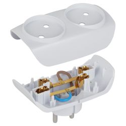 Разветвитель электрический ЭРА SP-2-W на 2 розетки без заземления 16А белый