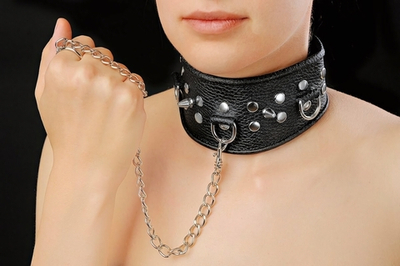 Чёрный ошейник из кожи (Цвет: черный)