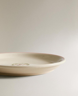 ZARA HOME НОВОГОДНЯЯ ТАРЕЛКА ДЛЯ ХЛЕБА ИЗ КЕРАМИКИ, БЕЛЫЙ/ЗЕЛЕНЫЙ