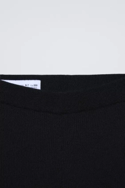 ZARA РАСКЛЕШЕННЫЕ ТРИКОТАЖНЫЕ ЛЕГИНСЫ, ЧЕРНЫЙ