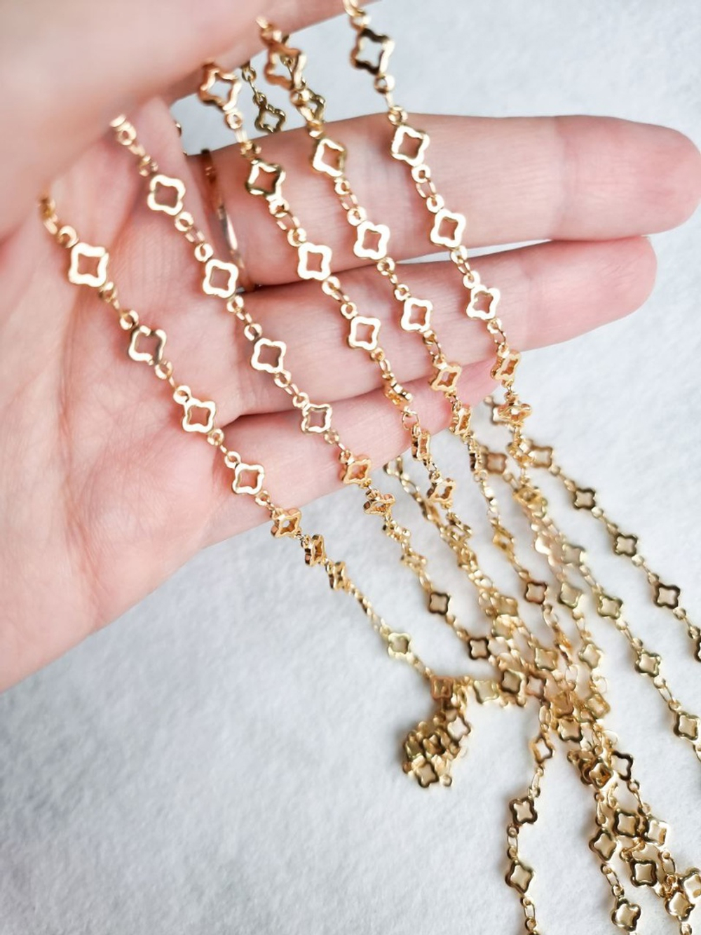 1763-з Цепь "четырехлистник", 6 мм, позолота