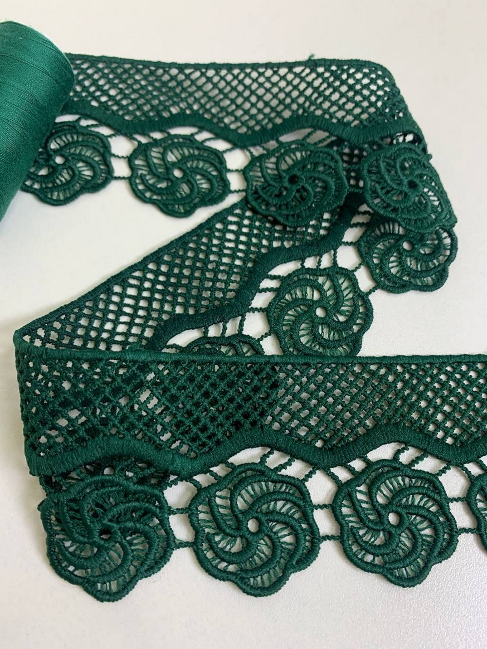 Тесьма плетеная,  5,5см, зеленый темный, плотная AF