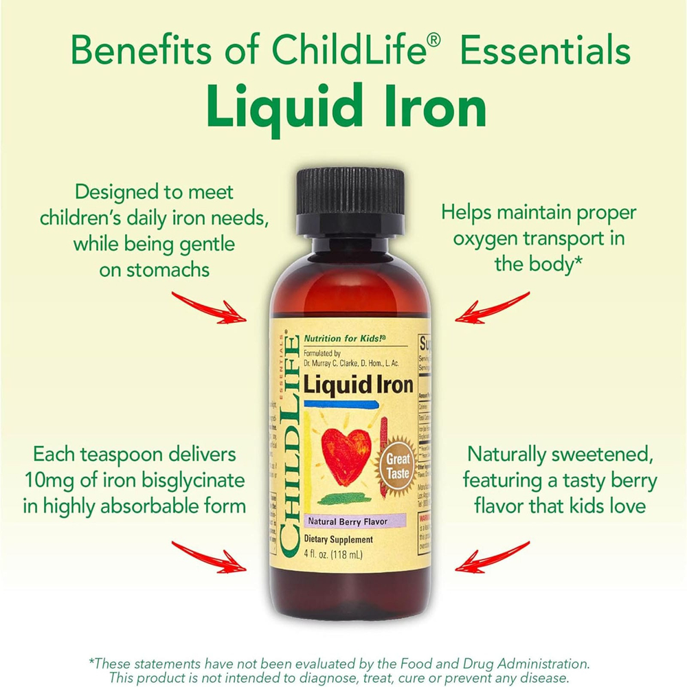 ChildLife Essentials, Liquid Iron, с натуральным ягодным вкусом, 118 мл (4 жидк. унции)
