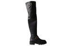 Jimmy Choo Biker II OTK Leather Knee high Boots Women"s Black