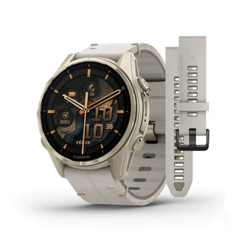 Смарт-часы Garmin Fenix 8 Amoled 43 мм Sapphire Soft Gold with Limestone Leather Band 010-02903-40