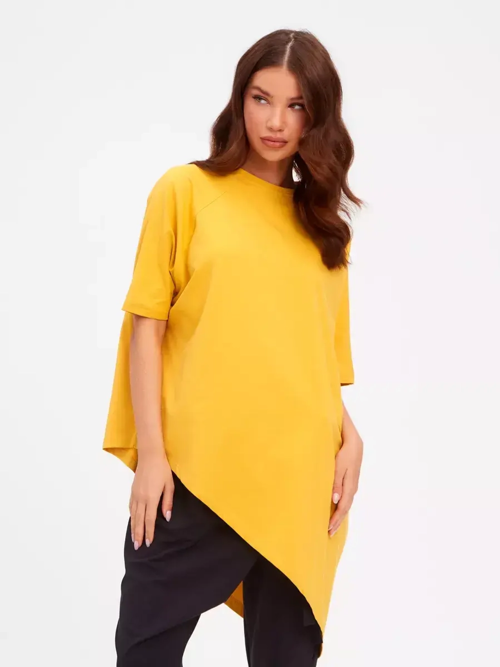 Туника оверсайз ассиметричная желтый