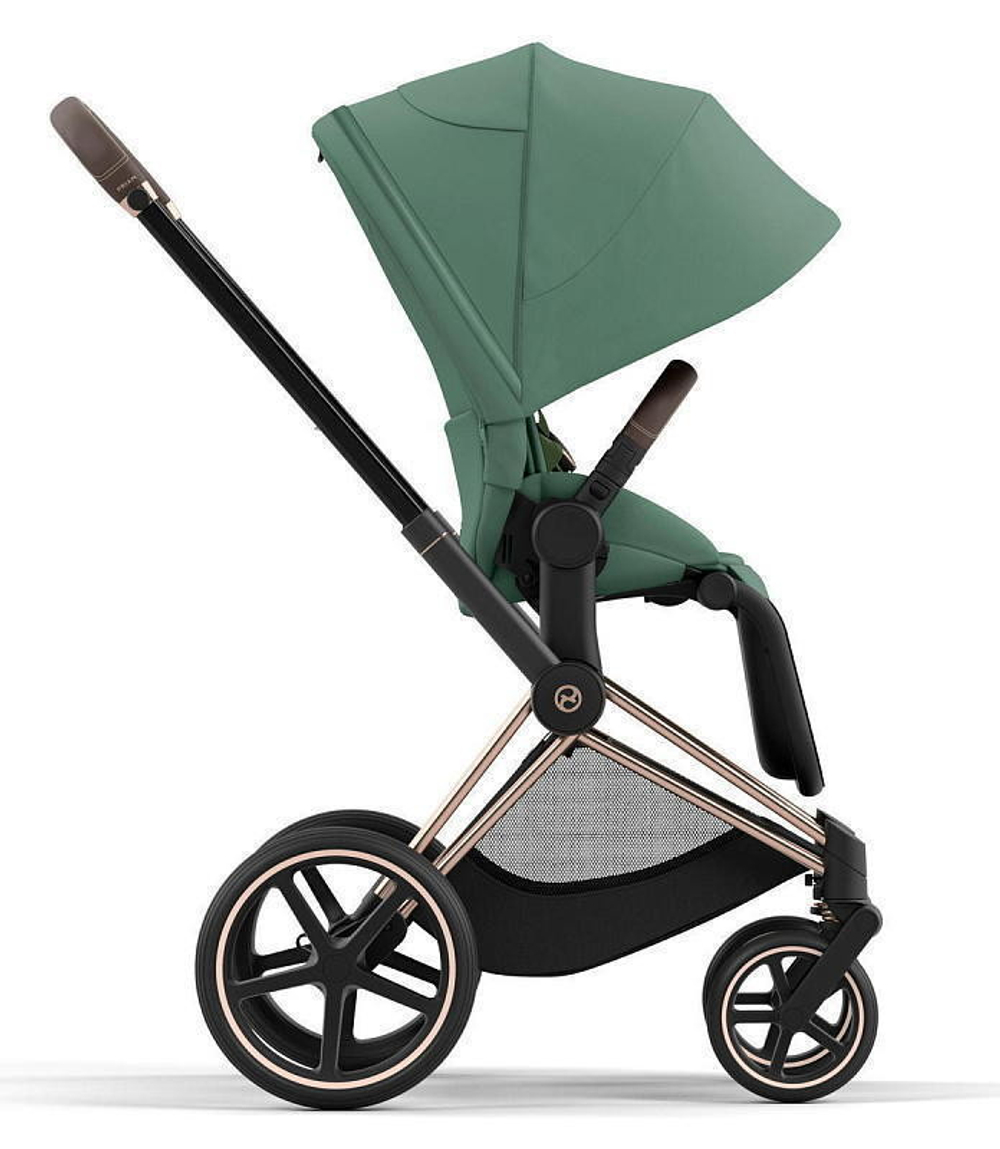 Коляска Cybex Priam IV Rosegold complete Cloud G Almond Beige Plus Base G 3 в 1 Leaf Green