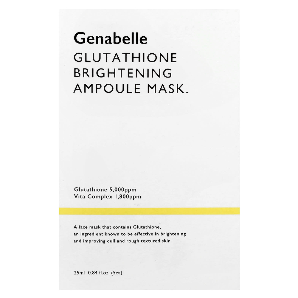 Genabelle, Осветляющая маска-ампула с глутатионом, 5 шт., По 25 мл (0,84 жидк. Унции)