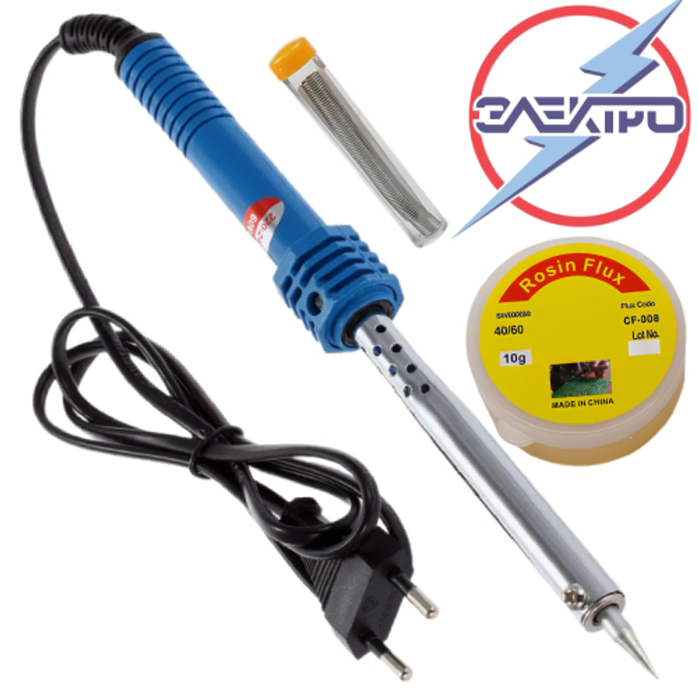 Паяльник с керам. нагревателем + канифоль + припой 220V/40W /Электро