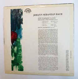 Винтажная виниловая пластинка LP J.S. Bach И.С. Бах Bruno Seidlhofer Well Tempered Clavier (Selection) (Чехословакия 1966)