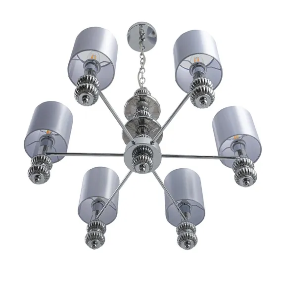 8338/6 MODERNI хром/серый, металл/стекло/текстиль Люстра E14 6*40W 220V ILMIRA