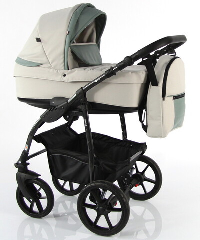 Детская коляска Sevillababy Unico 2 в 1 Un-01 св.серый-серо-зеленая экокожа