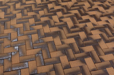 Feldhaus Klinker P248SKF-ECO 200x100x18 areno nero, желтый с темным нагаром с оттенками - Клинкерная тротуарная брусчатка